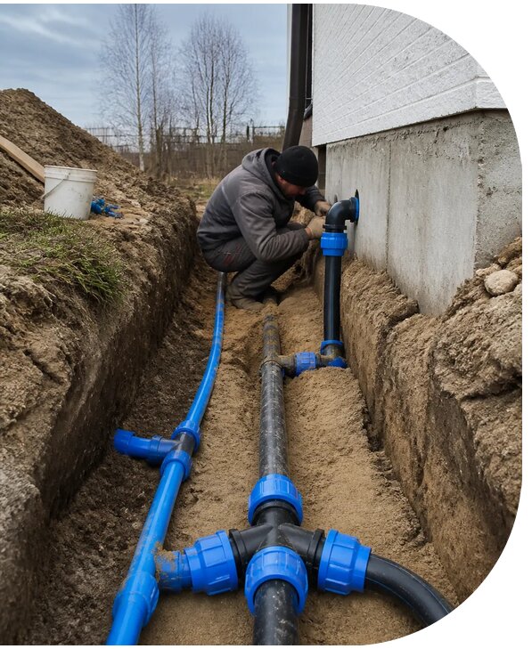 Монтаж наружного водопровода на участке под ключ в Апатитах